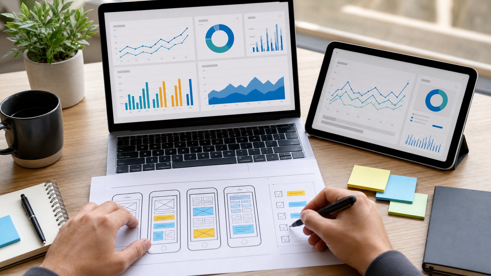 Revision de rendimiento web con graficas, wireframes moviles y checklist de mejora