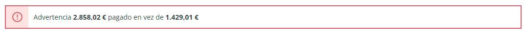 Mensaje de advertencia mostrado por PrestaShop